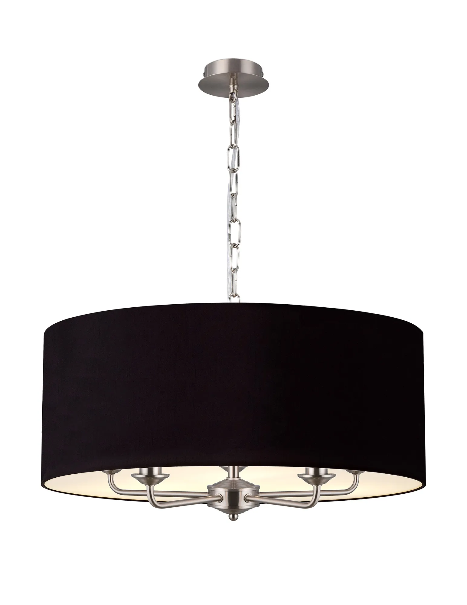 Banyan 60cm 5 Light Pendant Satin Nickel; Midnight Black/Green Olive DK0676  Deco Banyan SN BL/GR